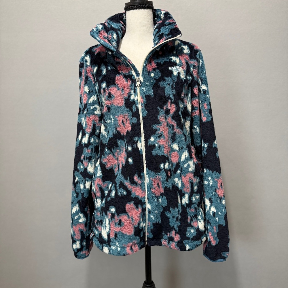 The North Face Fleece Jacket Womens L Campshire 2.0 Full Zip Blue Pink Coat Soft